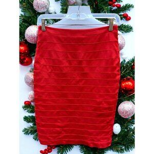 LAPIS LADIES CLASSIC RED PENCIL STRAIGHT MINI RIBBED UNLINED ZIP SKIRT SIZE XS